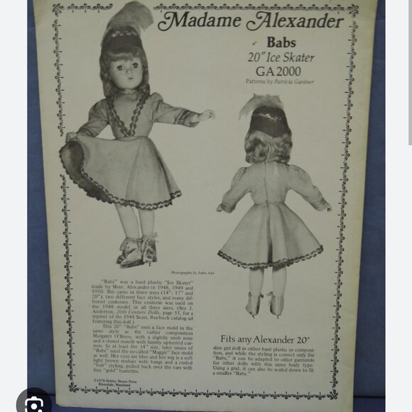 Madame Alexander Babs Ice Skater Doll Dress Bloomers, Hat - Picture 2 of 12
